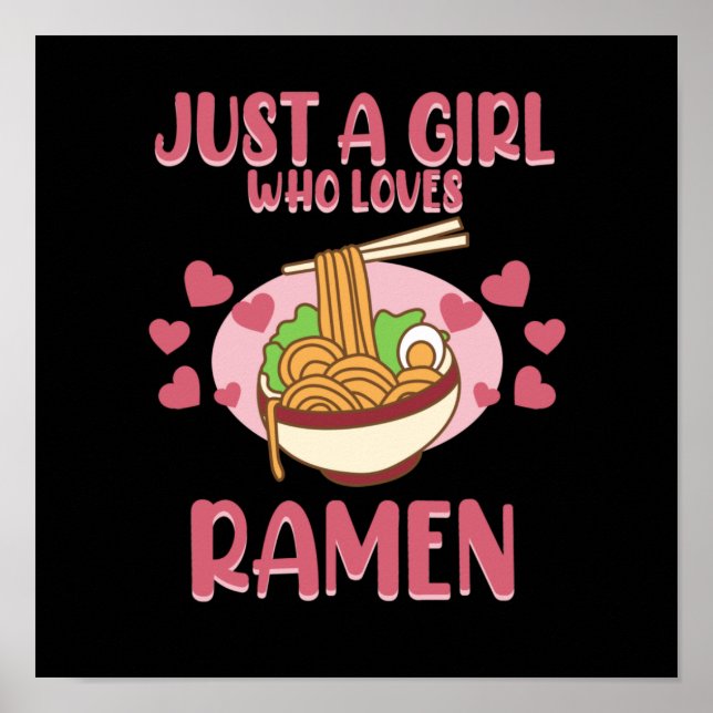 Girl Kärlek Ramen Anime Kawaii Ramen Noodles Gr Poster (Framsidan)