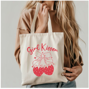 Girl Kisser-Cute Strawberry Coquette Lesbisk Pride Tygkasse