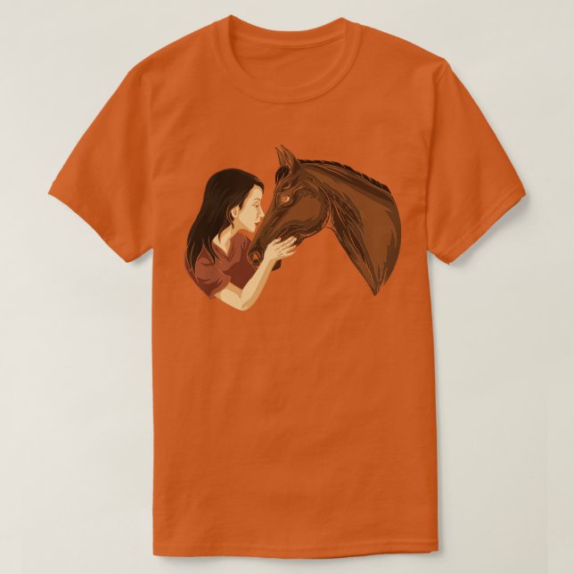 Girl Kissing A Horse Riding Horse Riding T Shirt (Design framsida)