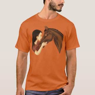 Girl Kissing A Horse Riding Horse Riding T Shirt
