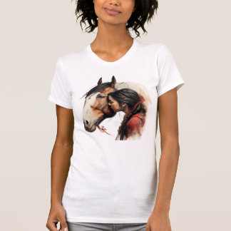 Girl Kissing Horse India Native T Shirt