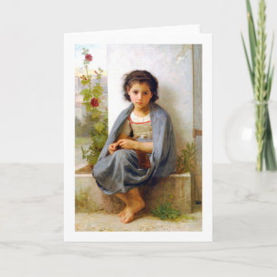 Girl Knitting, Bouguereau Kort
