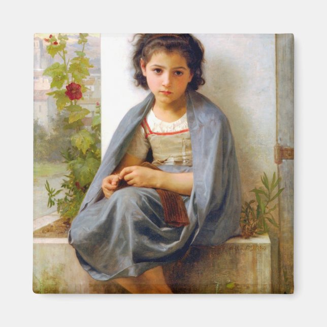 Girl Knitting, Bouguereau Magnet (Framsidan)