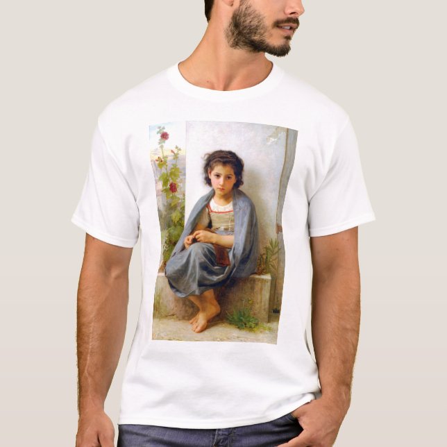Girl Knitting, Bouguereau T Shirt (Framsida)