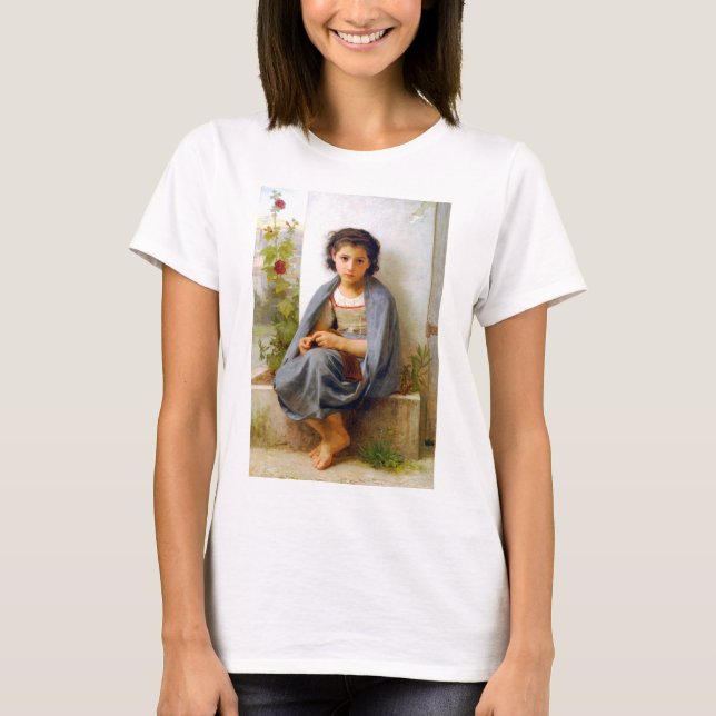 Girl Knitting, Bouguereau T Shirt (Framsida)