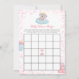 Girl Koala Bear Baby Shower Bingo Card Inbjudningar