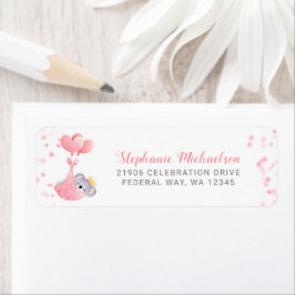 Girl Koala Bear Baby Shower Returadress Returadress Etikett