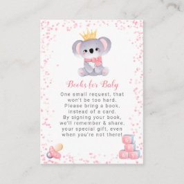 Girl Koala Bear Bokar for Baby Shower Tilläggskort