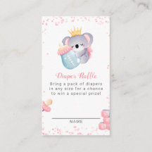 Girl Koala Bear Diaper Raffle Baby Shower