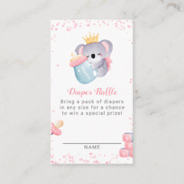 Girl Koala Bear Diaper Raffle Baby Shower Tilläggskort