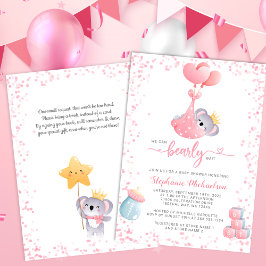 Girl Koala Bear med Bok Request Baby Shower Inbjudningar