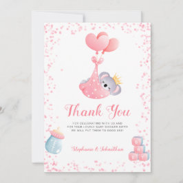 Girl Koala Bear Tack Baby Shower Card Kort