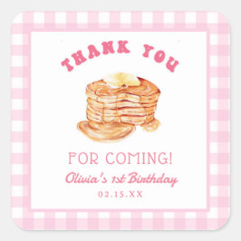 Girl Kort Stack Pancake Birthday Tack Fyrkantigt Klistermärke