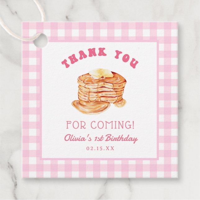 Girl Kort Stack Pancake Birthday Tack Gåvor Etiketter (Framsida)