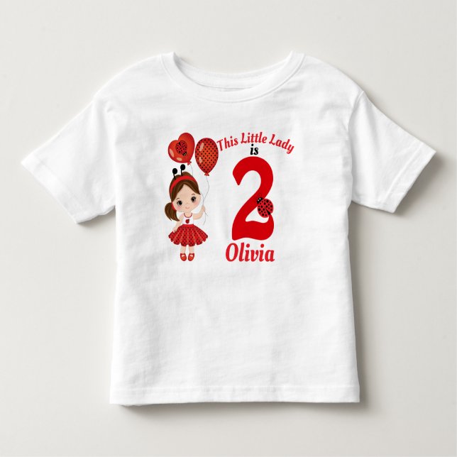 Girl Ladybug Birthday Småbarn Bra Jersey T-Shirt (Framsida)