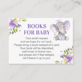 Girl Lavender Elephant Bokar för Baby Bok begäran Tilläggskort