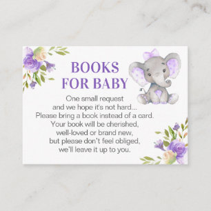 Girl Lavender Elephant Bokar för Baby Bok begäran Tilläggskort