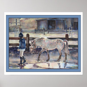 Girl Leading her Pony Artwork Poster