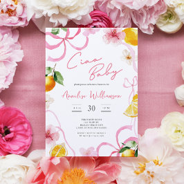 Girl Lemon Ciao Baby Italian Baby Shower Inbjudningar