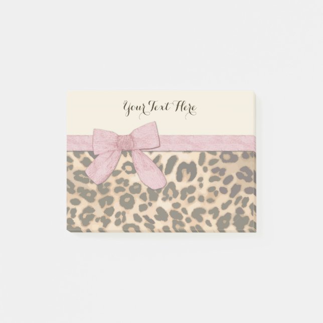 Girl Leopard Print Baby Rosa Bow Post-it Block (Framsida)