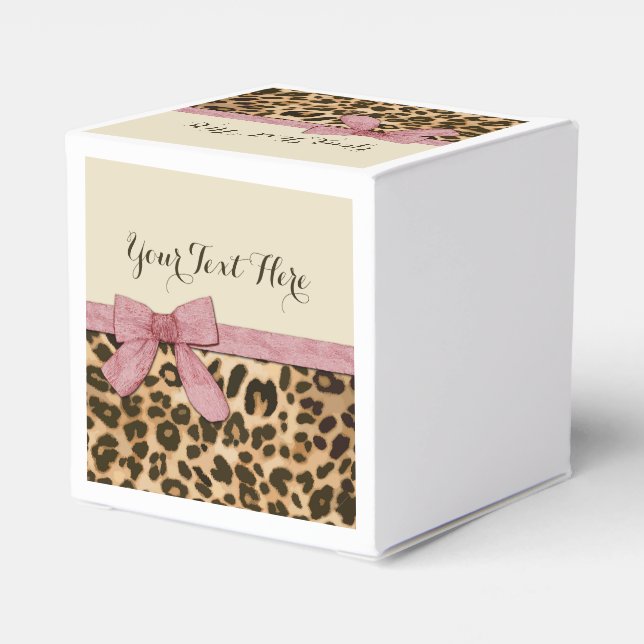 Girl Leopard Print Baby Rosa Bow Presentaskar (Baksidan Sidan)