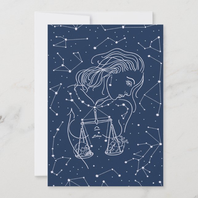 Girl Libra Zodiac-tecken Inbjudningar (Framsida)