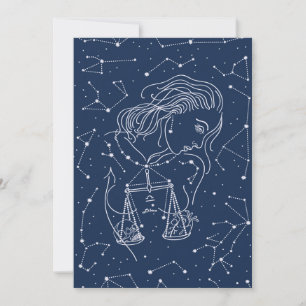 Girl Libra Zodiac-tecken Inbjudningar