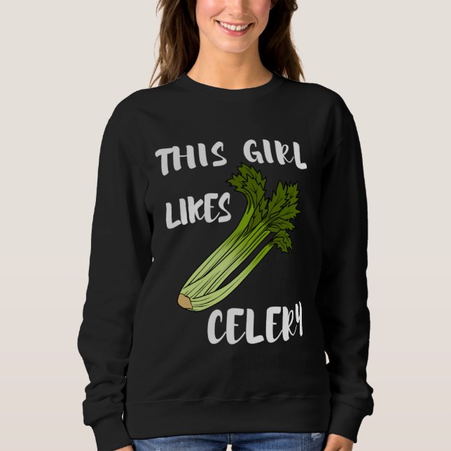 Girl Likes Celery Cute Vegetables Healthy Food T Shirt (Framsida)