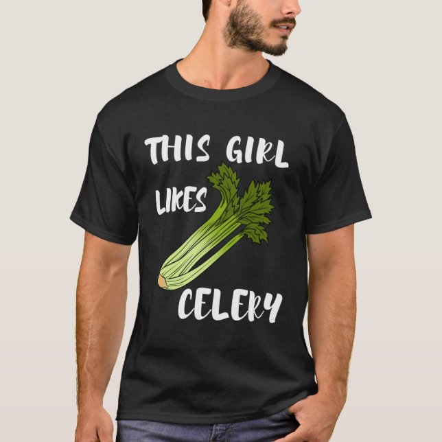 Girl Likes Celery Cute Vegetables Healthy Food T Shirt (Framsida)