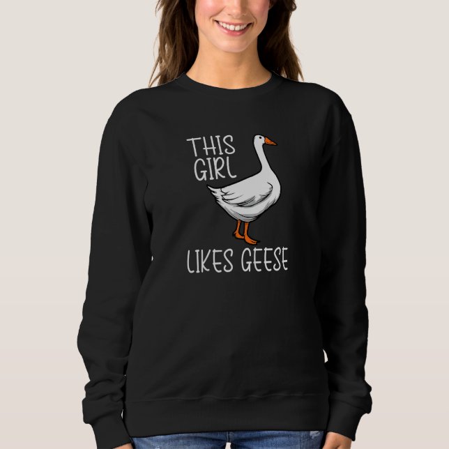 Girl Likes Geese Cute Wildlife Animal Goose Premiu T Shirt (Framsida)