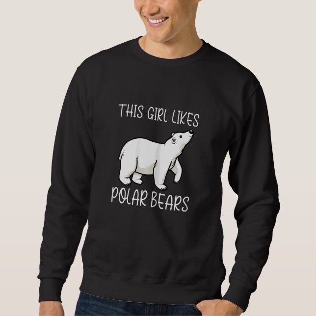 Girl Likes Polar Bears Wilderness Nature Lång Ärmad Tröja (Framsida)