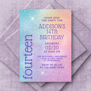 Girl Lila Stars Galaxy Birthday Inbjudningar