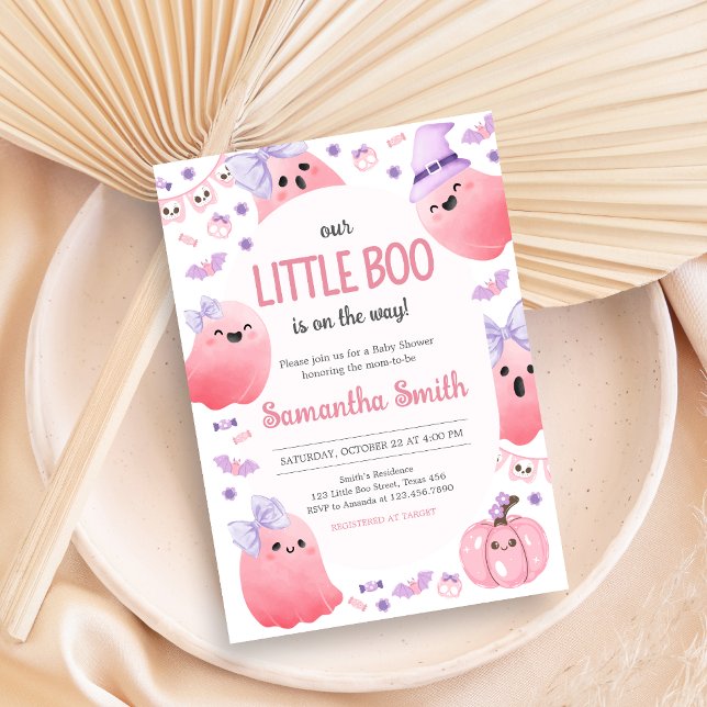 Girl Little Boo Halloween Baby Shower Inbjudningar (Girl Little Boo Halloween Baby Shower Invitation)
