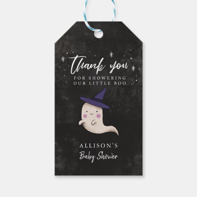 Girl Little Boo Theme Baby Shower Tack Presentetikett (Framsidan)