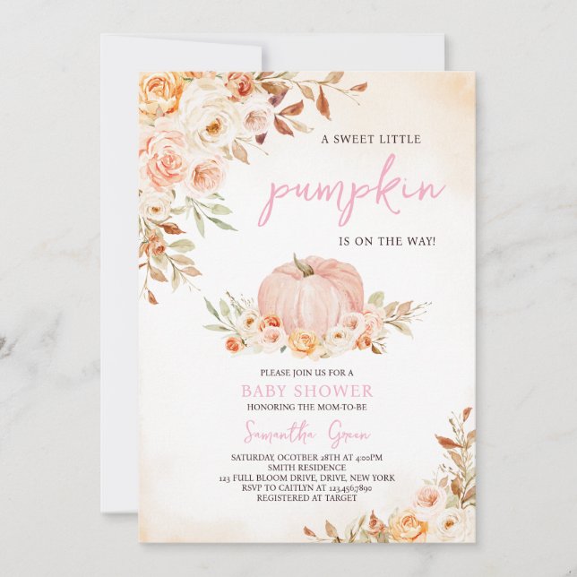 Girl Little Pumpkin Baby Shower Inbjudningar (Framsida)