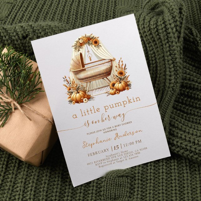 Girl Little Pumpkin Fall Boho Baby Shower Inbjudningar (Skapare uppladdad)