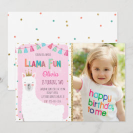 Girl Llama Birthday-inbjudan Inbjudningar