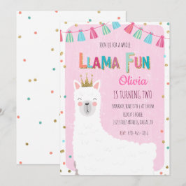Girl Llama Birthday-inbjudan Inbjudningar