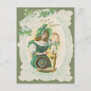 Girl Loom Doily Shamrock Klöver Vykort