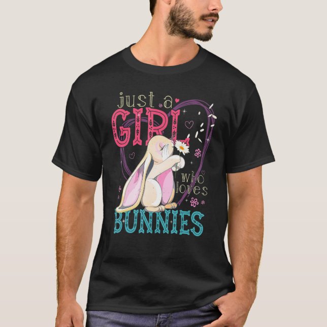 Girl Loves Bunnies  Rabbit  Zookeeper T Shirt (Framsida)