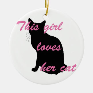 Girl loves cat julgransprydnad keramik