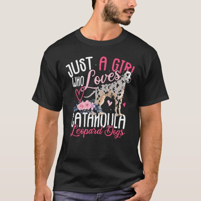 Girl Loves Catahoula Leopard Dogs  Dog T Shirt (Framsida)