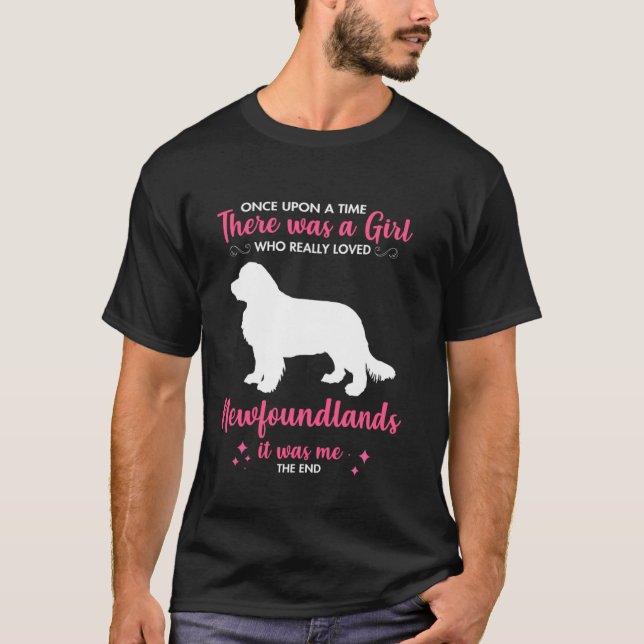 Girl Loves Newfoundland Dog For Men Women Mom Dad  T Shirt (Framsida)