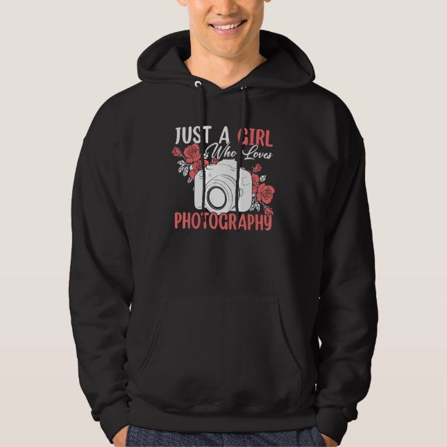 Girl Loves Photography  Photographer Hoodie (Framsida)