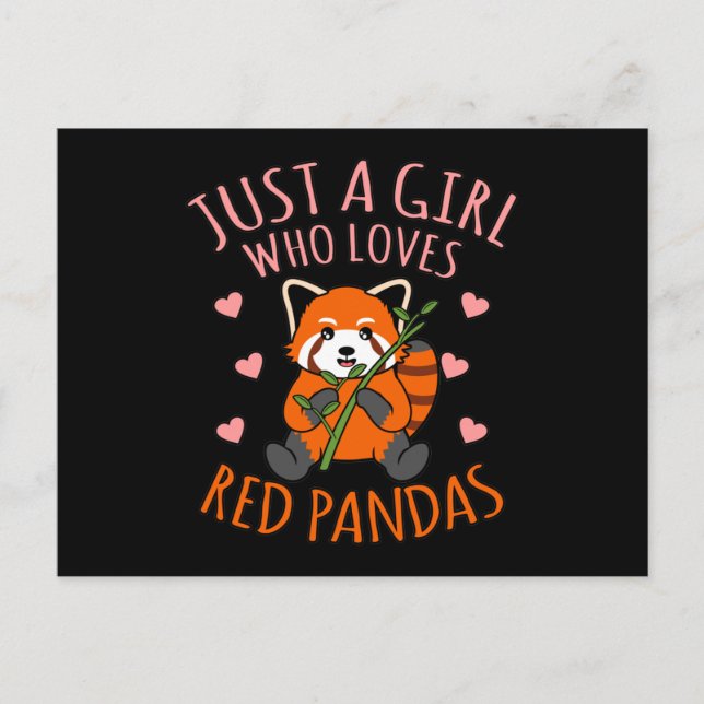 Girl Loves Red Pandas Cute Pet Animal Panda Lover Meddelande Vykort (Framsida)