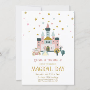 Girl Magic Day Princess Castle Birthday Inbjudningar