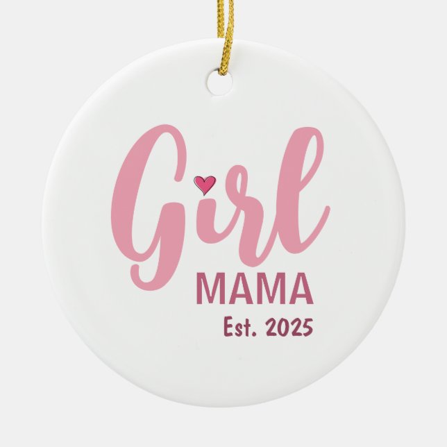 Girl Mama Est. Personalized Gift Julgransprydnad Keramik (Framsidan)