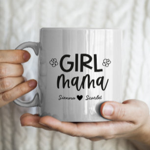 "Girl Mamma" Mors dag Personlig 2 barn namn Kaffemugg