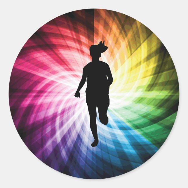 Girl Marathon Springer Runt Klistermärke (Framsida)