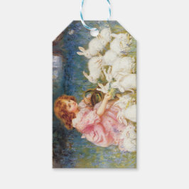 Girl Matande kaniner (av Frederick Morgan) Presentetikett